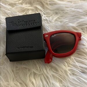 Ray-Ban Red Folding Wayfarer Sunglasses with Black Case
